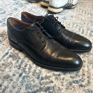 Johnston & Murphy Men’s Black Leather Oxford Cap Toe Dress Shoes size 9.5